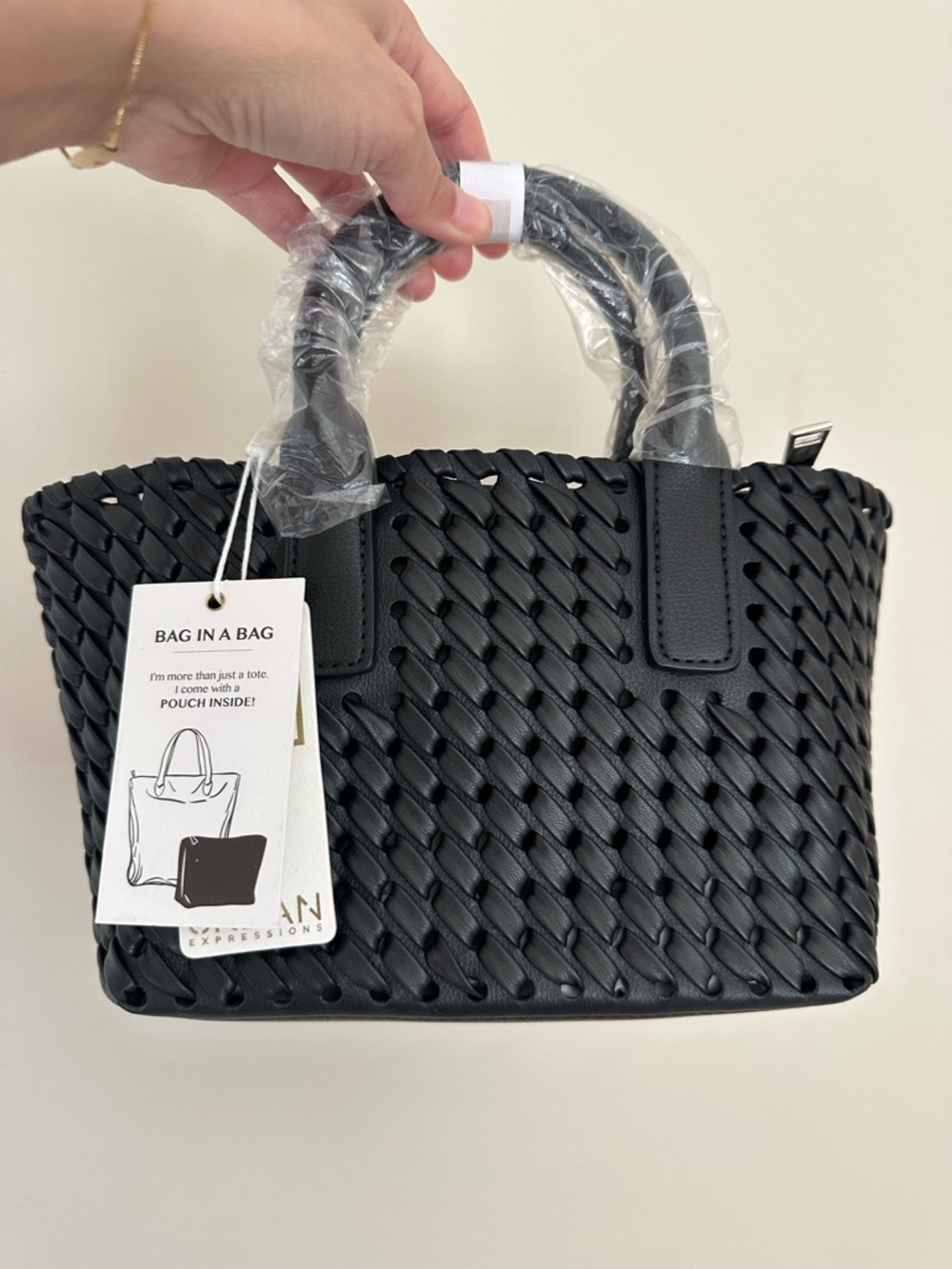 Urban Expressions Paisley Woven Black Crossbody Tote